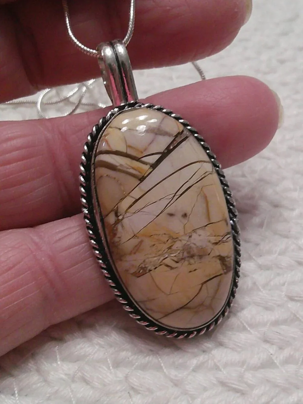 BRECCIATED MOOKAITE Handmade Sterling 925 Pendant on a Chain #14F